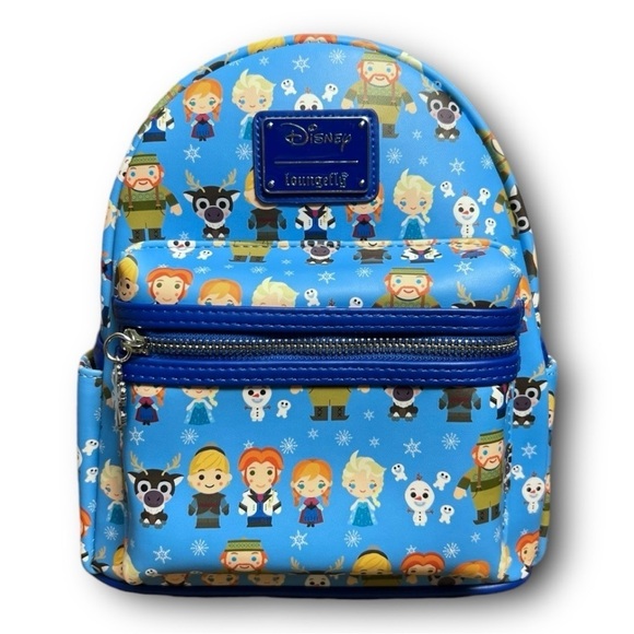 NWT LOUNGEFLY DISNEY Frozen Chibi Cartoon Character Print Mini Backpack - Picture 10 of 12